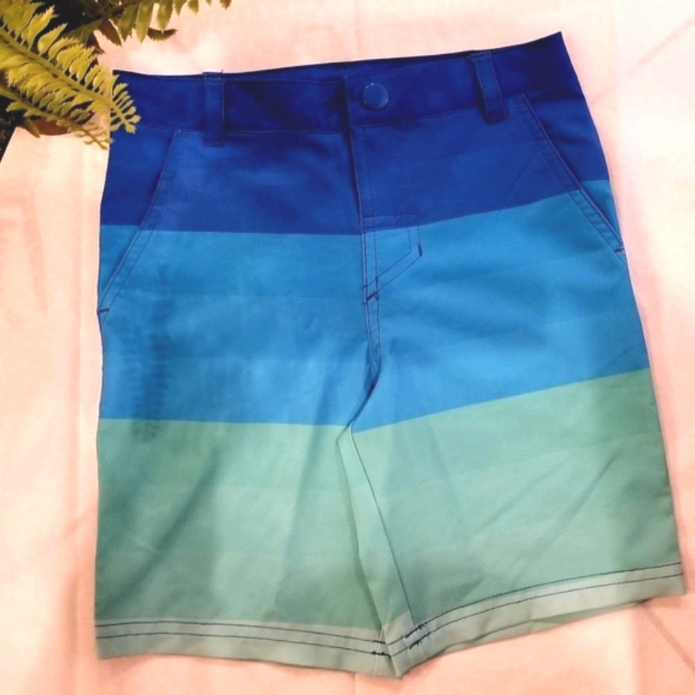 Boys swim shorts, multi-blue, size 6